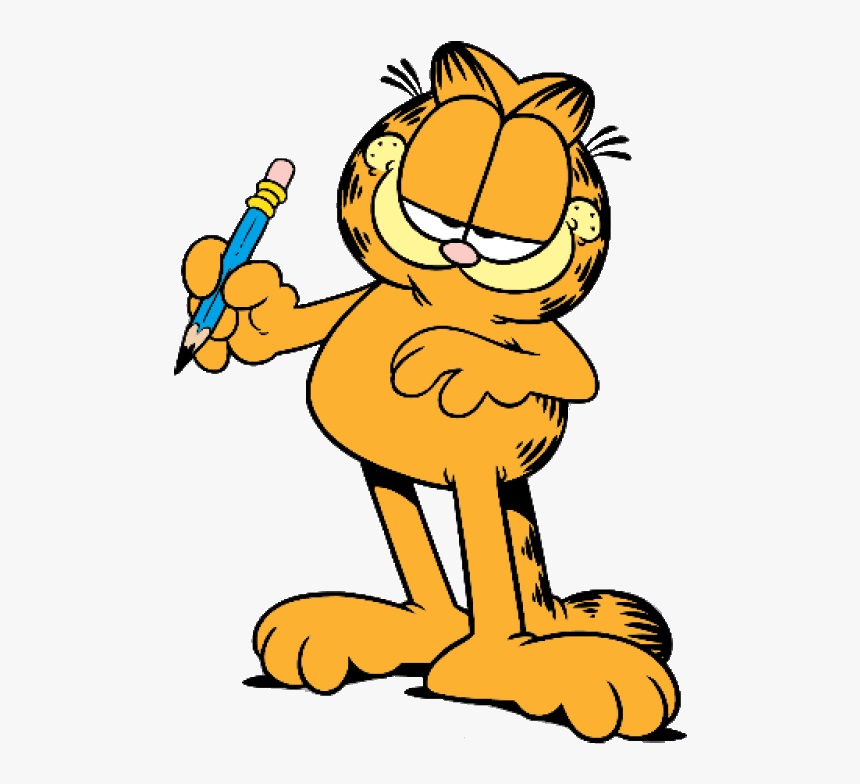 garfield with a pencil