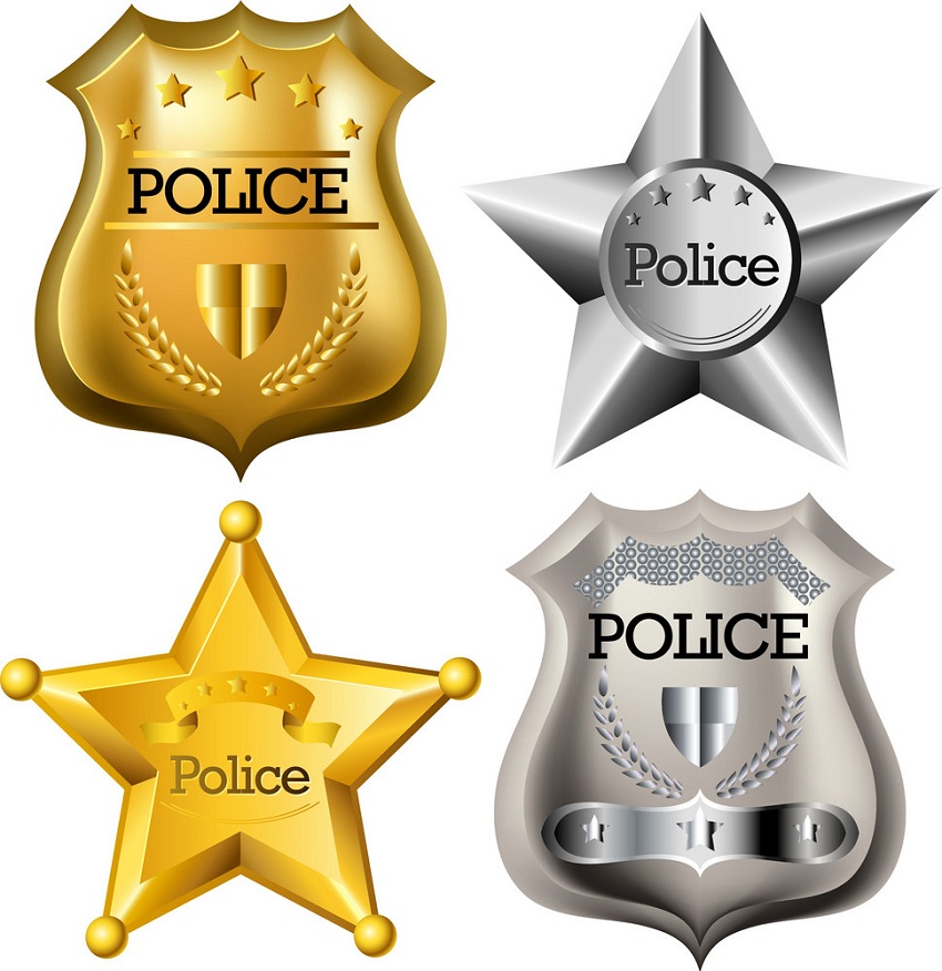 gold and silver police badge set