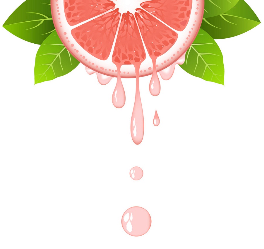 grapefruit slice with juice drops