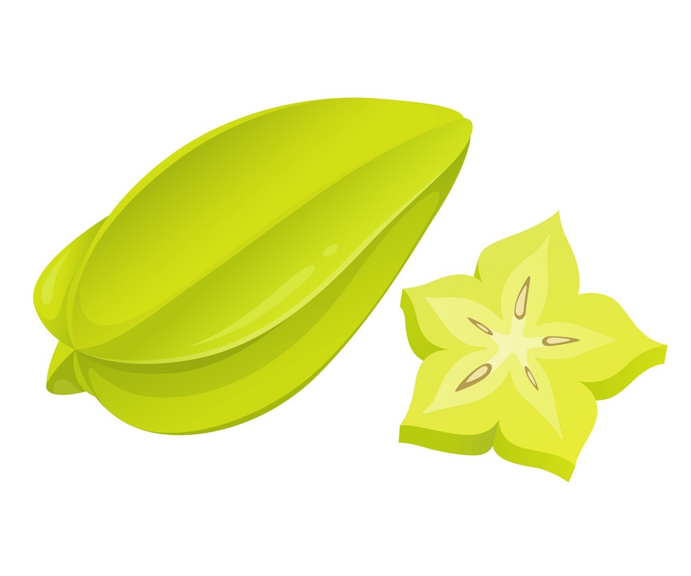 green star fruit and a slice
