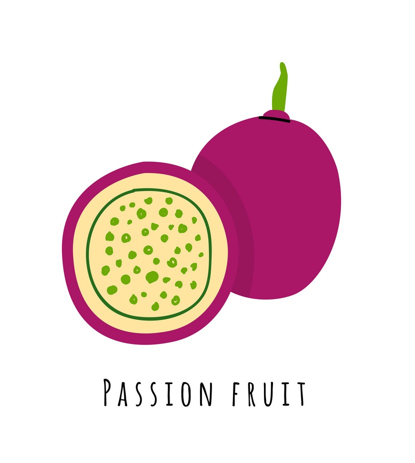half and whole passion fruit