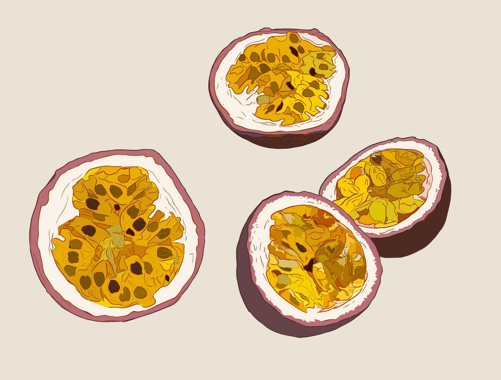halves of passion fruits