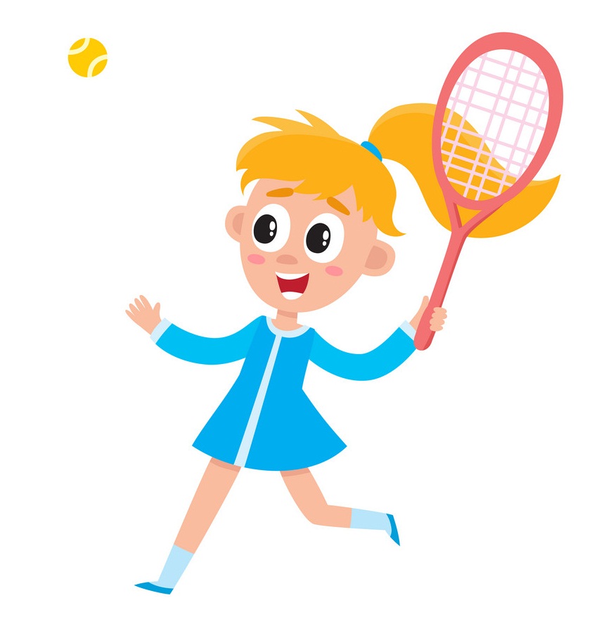 happy girl playing badminton