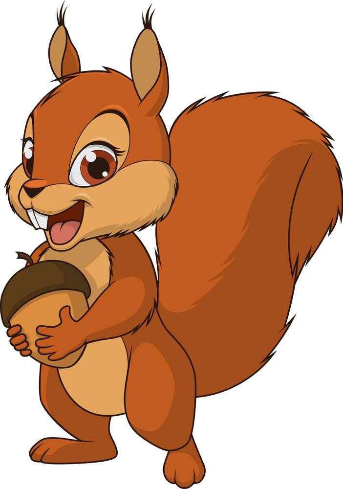 happy squirrel holding nut