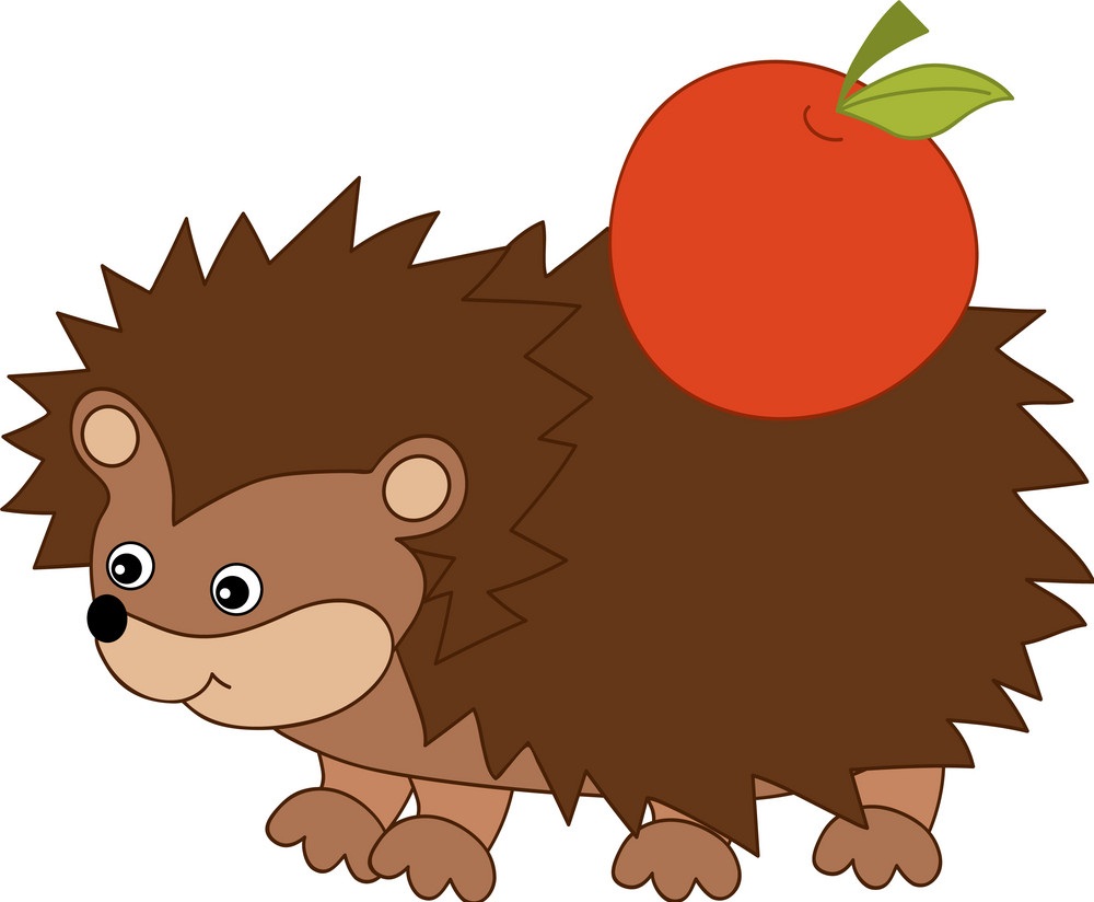 hedgehog with stucked apple