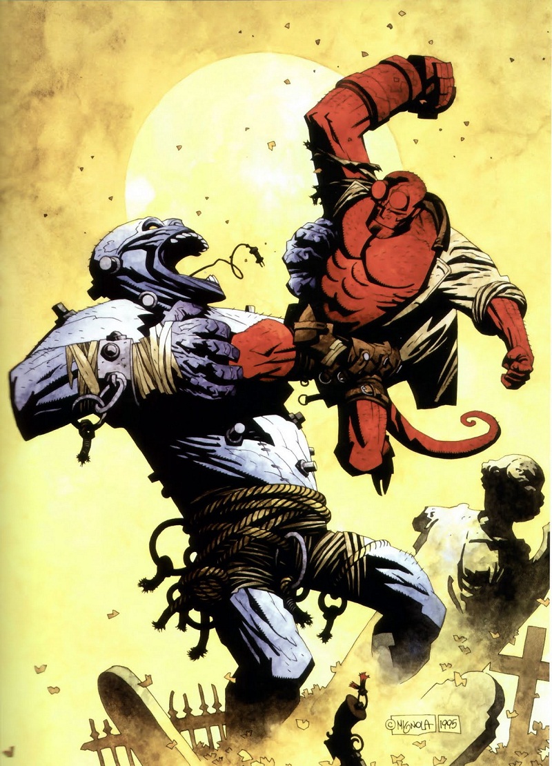 hellboy with monster fighting