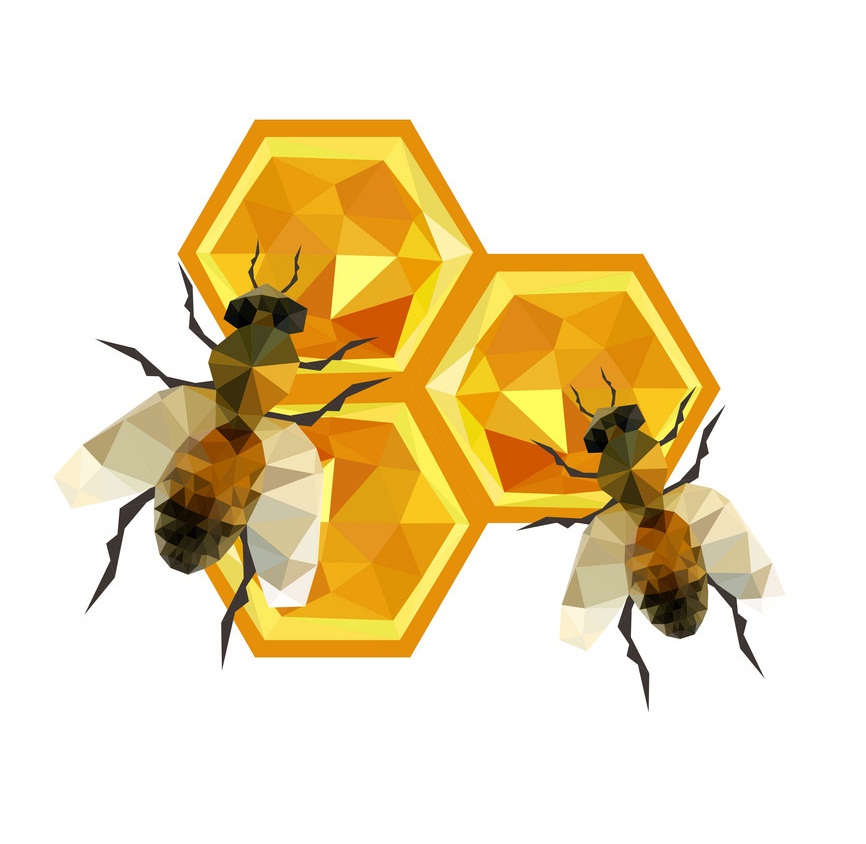 honeycomb design with origami bees