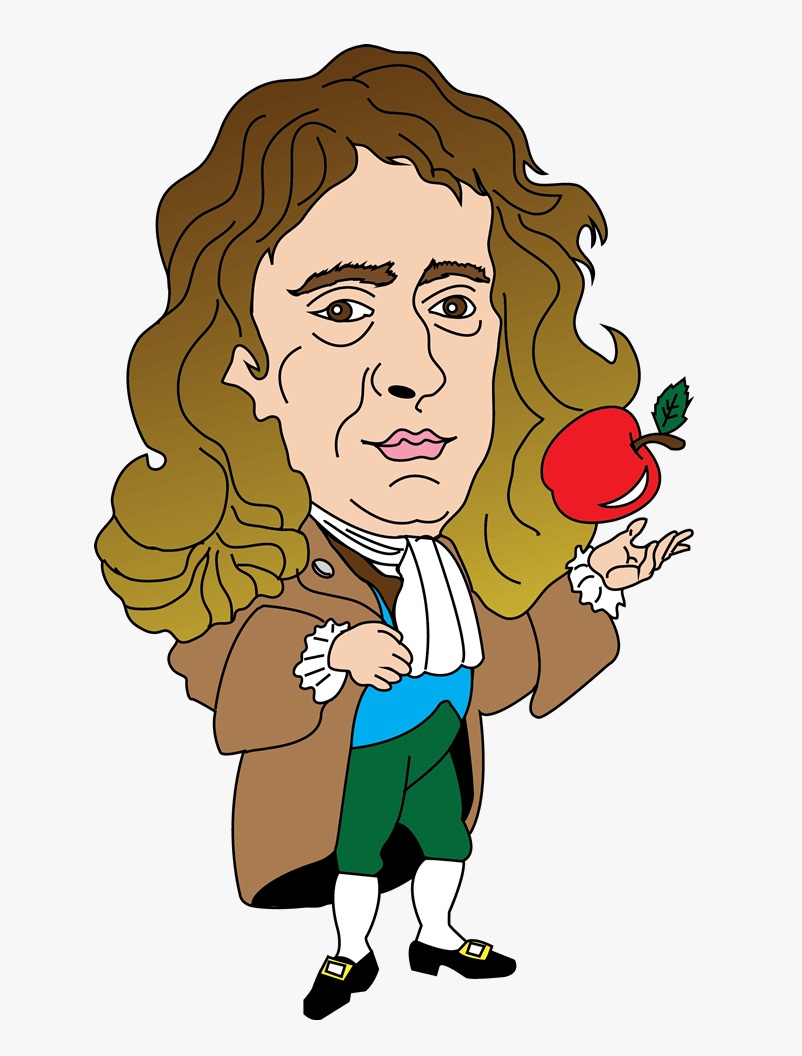 isaac newton with red apple