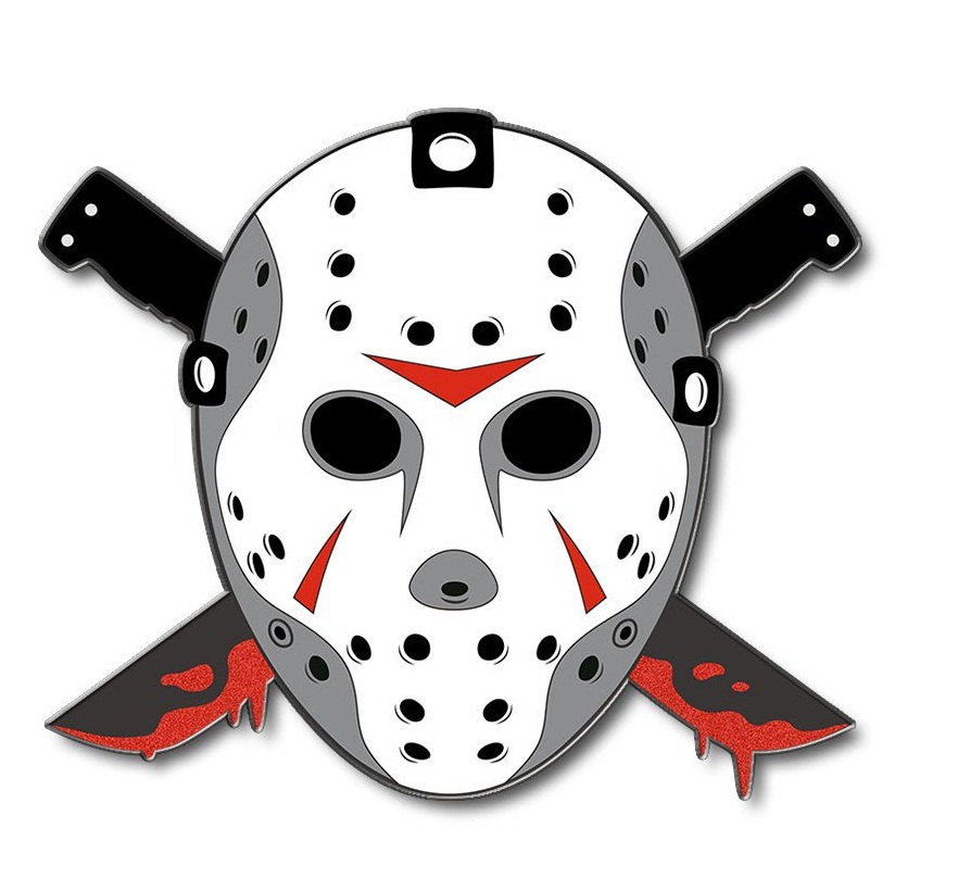 jason mask with cross bloody machetes