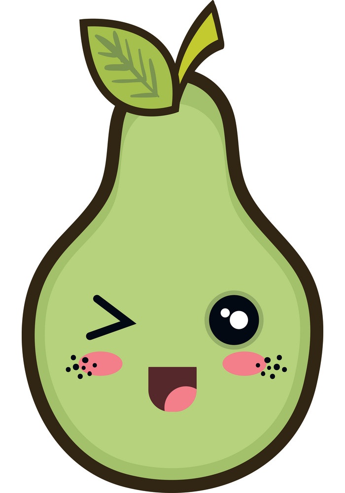 kawaii animated pear fruit