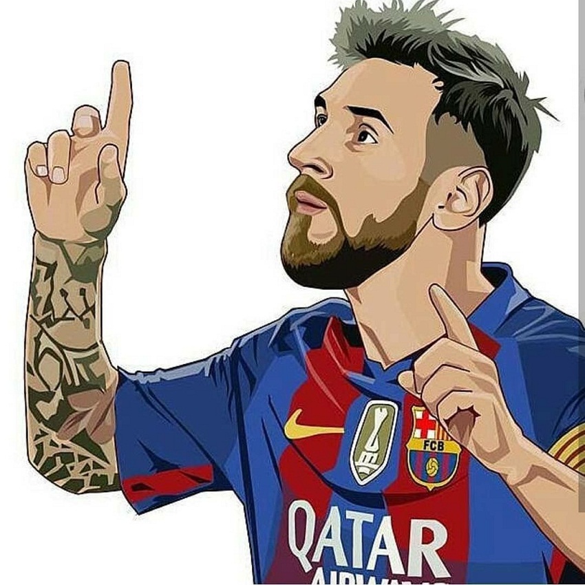 lionel messi pointing fingers up