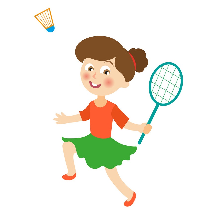 little girl playing badminton