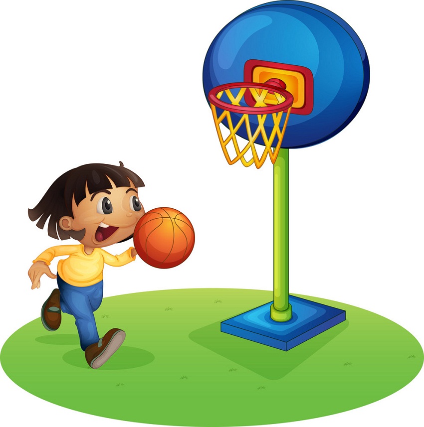 little kid playing basketball