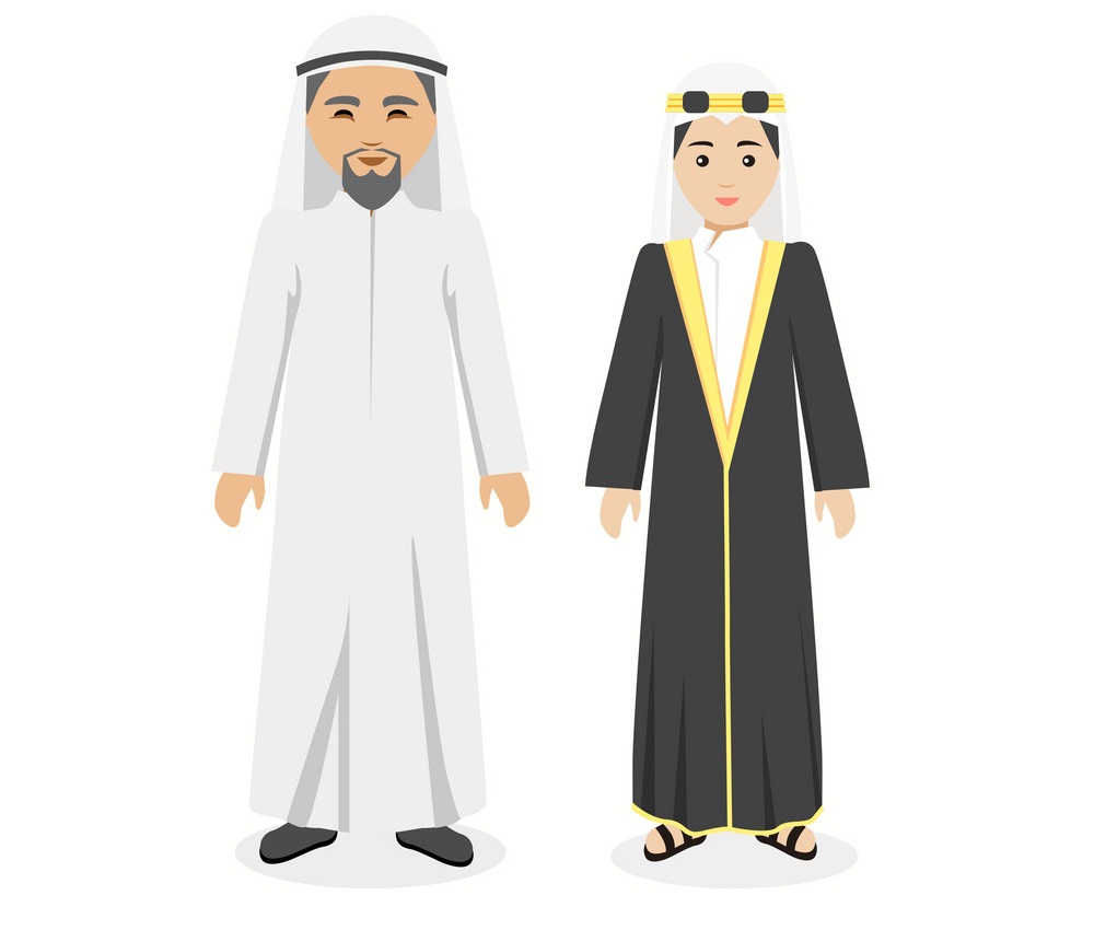 man and woman in thawb