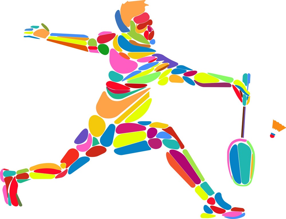 multicolor abstract badminton player