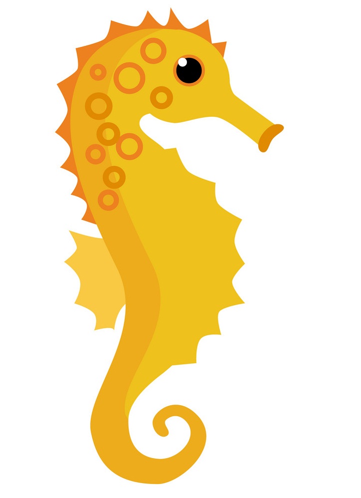 orange seahorse flat design