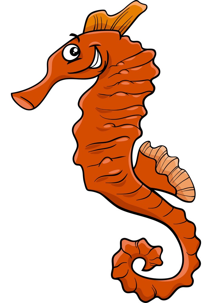 orange seahorse smiling