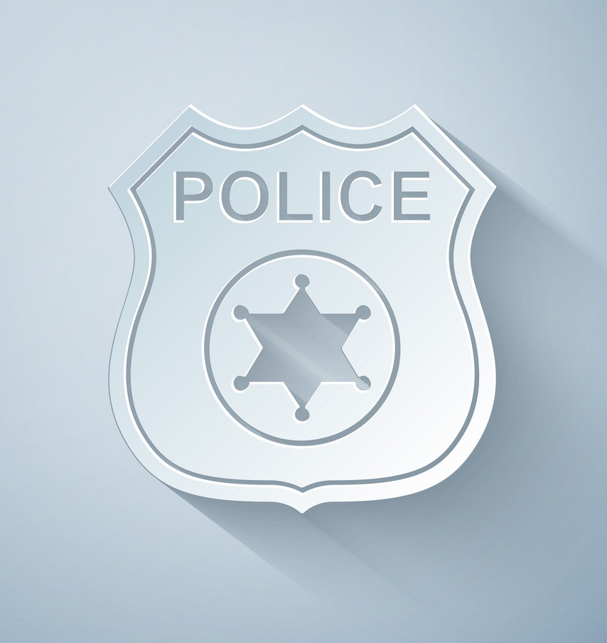 paper cut police badge icon
