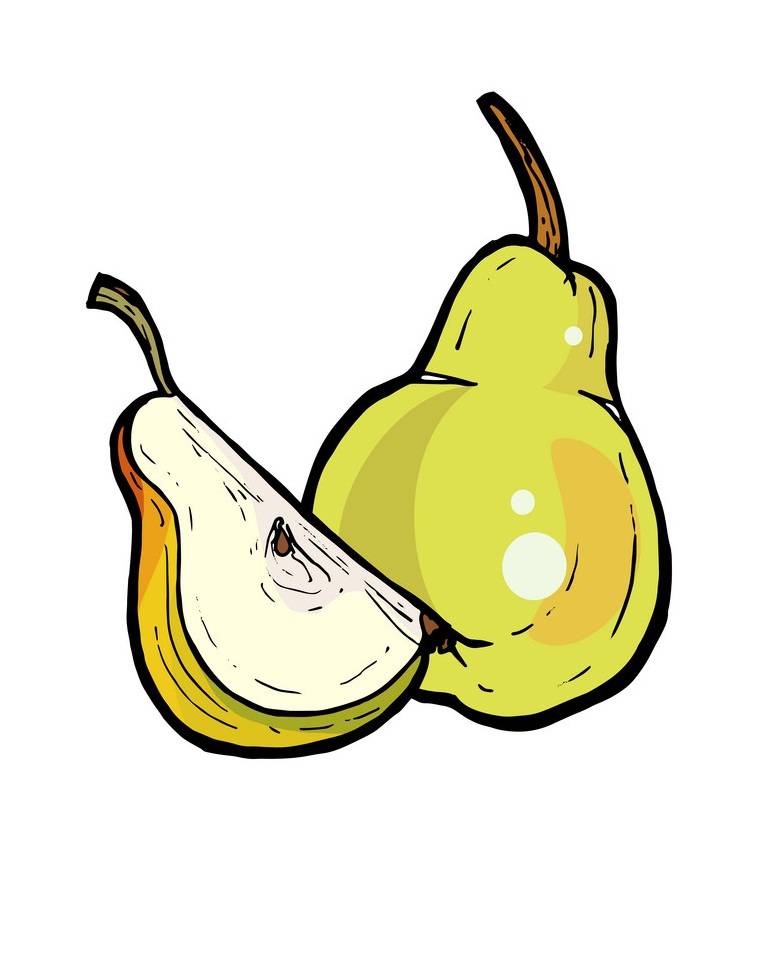 pear fruit and a slice