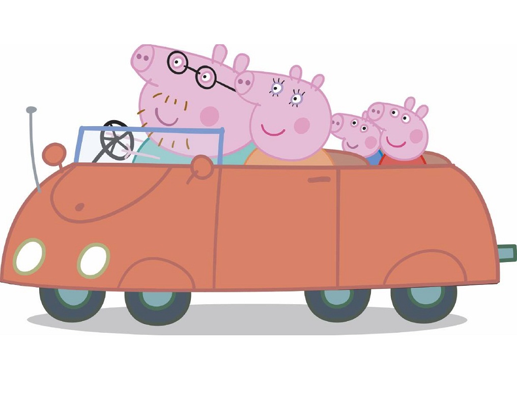 peppa pig family in car