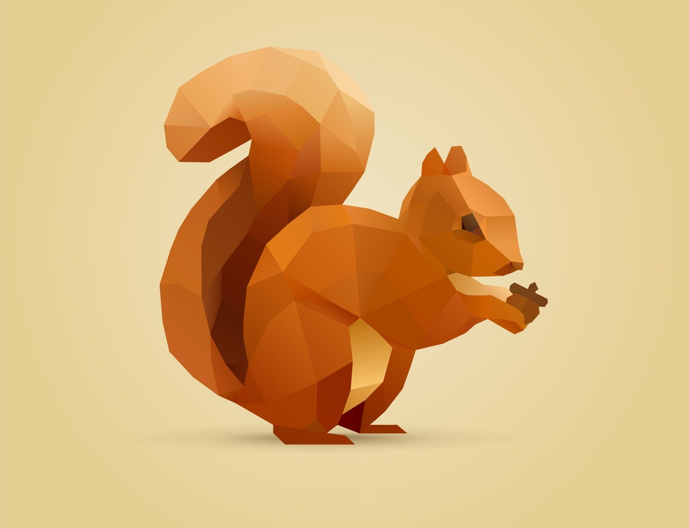 polygon squirrel with a nut