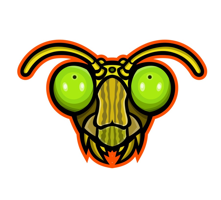 praying mantis head mascot