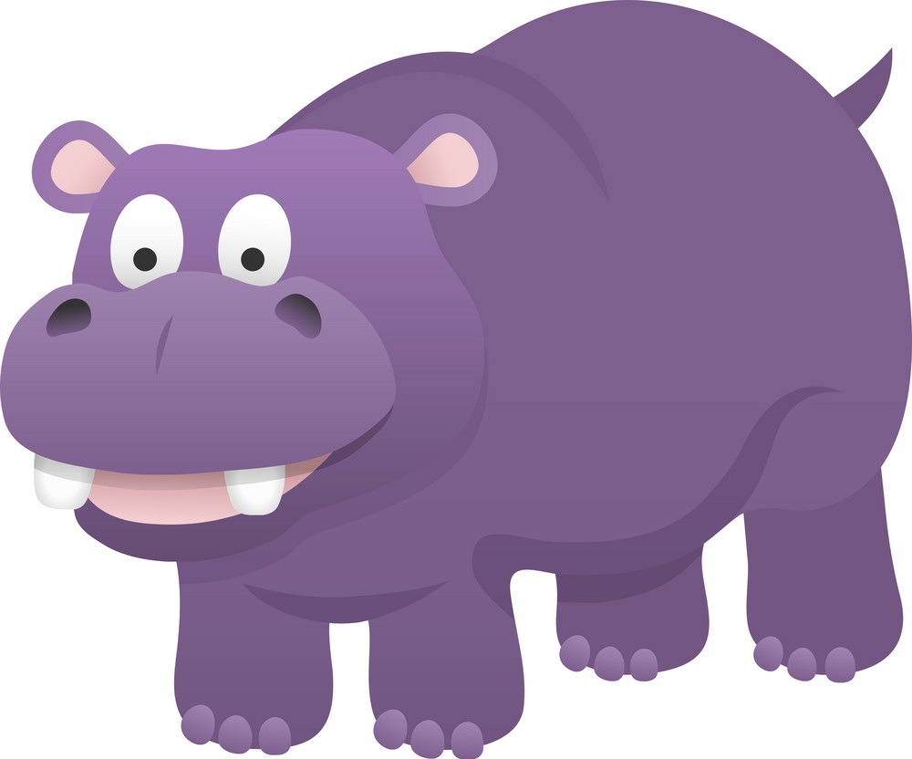 purple hippo smiling