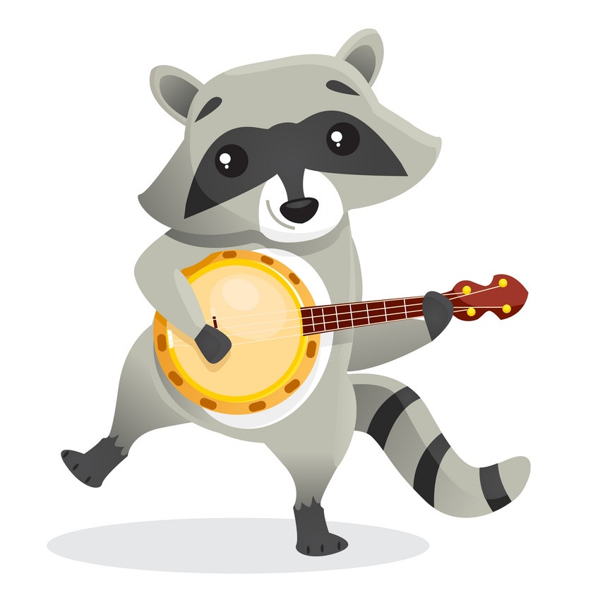 raccoon playing banjo