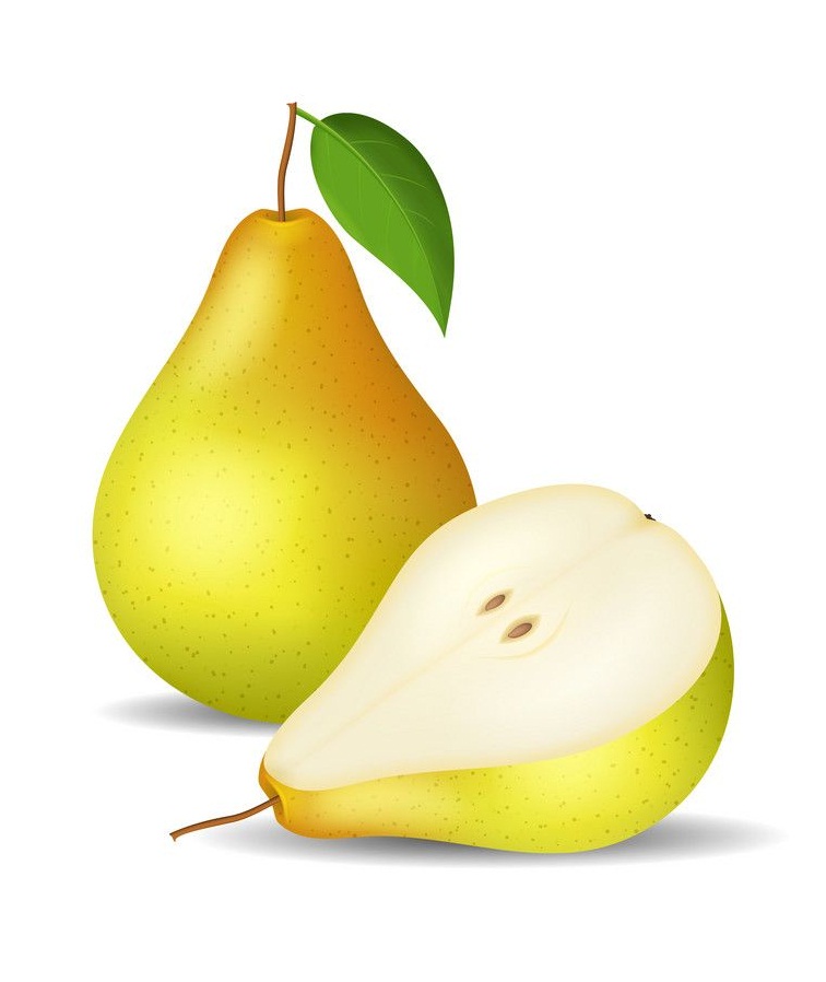 realistic pear and a half
