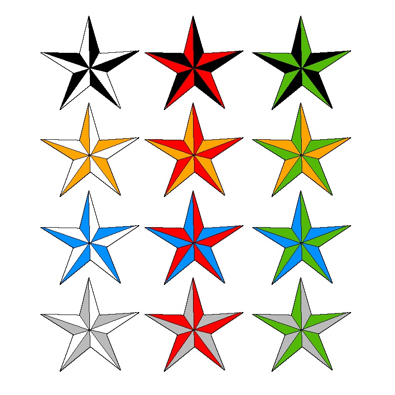 set of colorful nautical stars