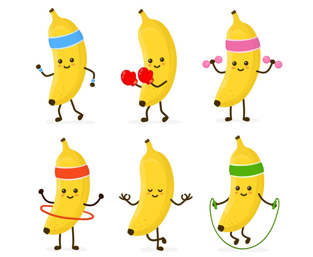 set of cute bananas