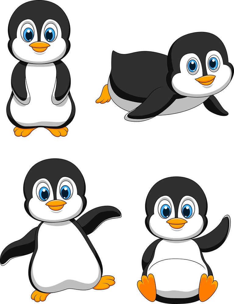 set of cute penguins