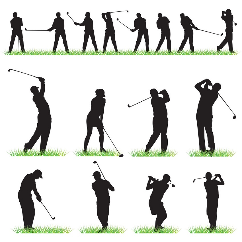 set of golf players icons
