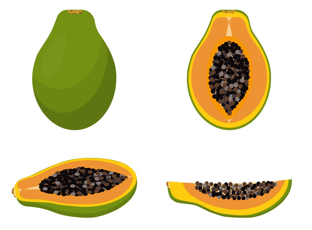 set of papaya fruit