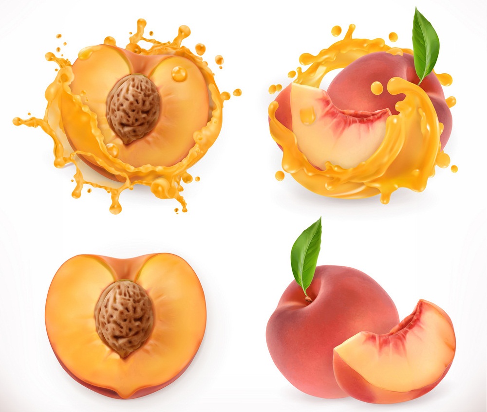 set of ripe peaches