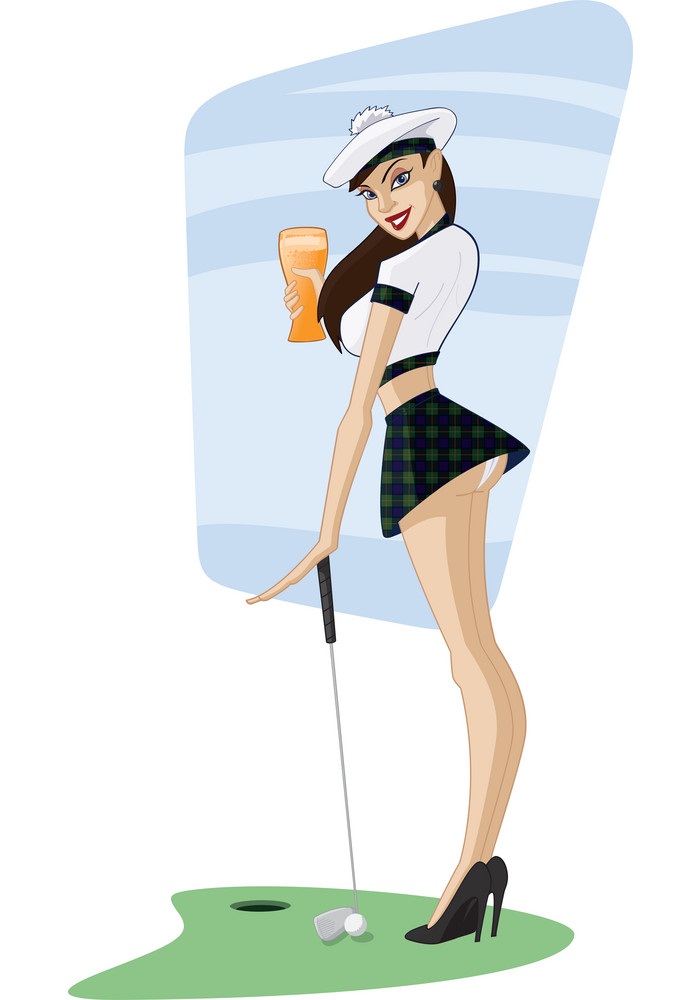 sexy lady playing golf