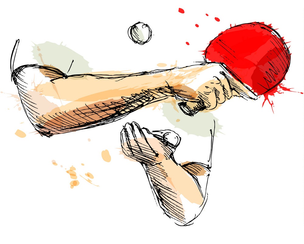 sketch hands playing table tennis