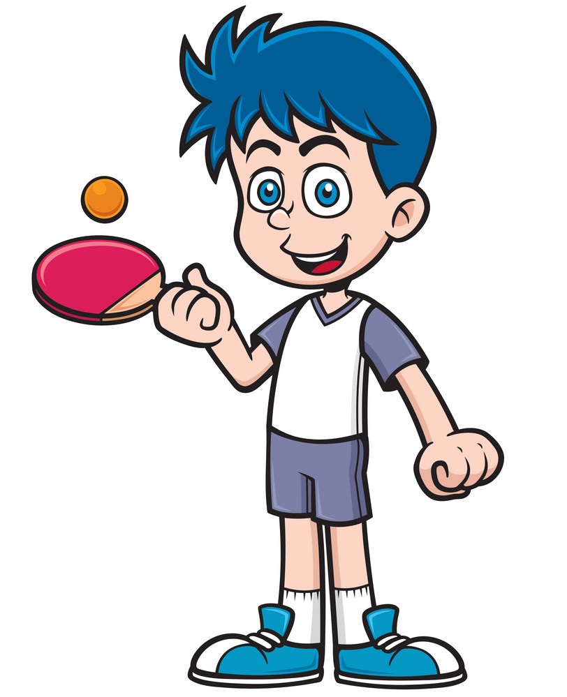 smiling kid playing table tennis
