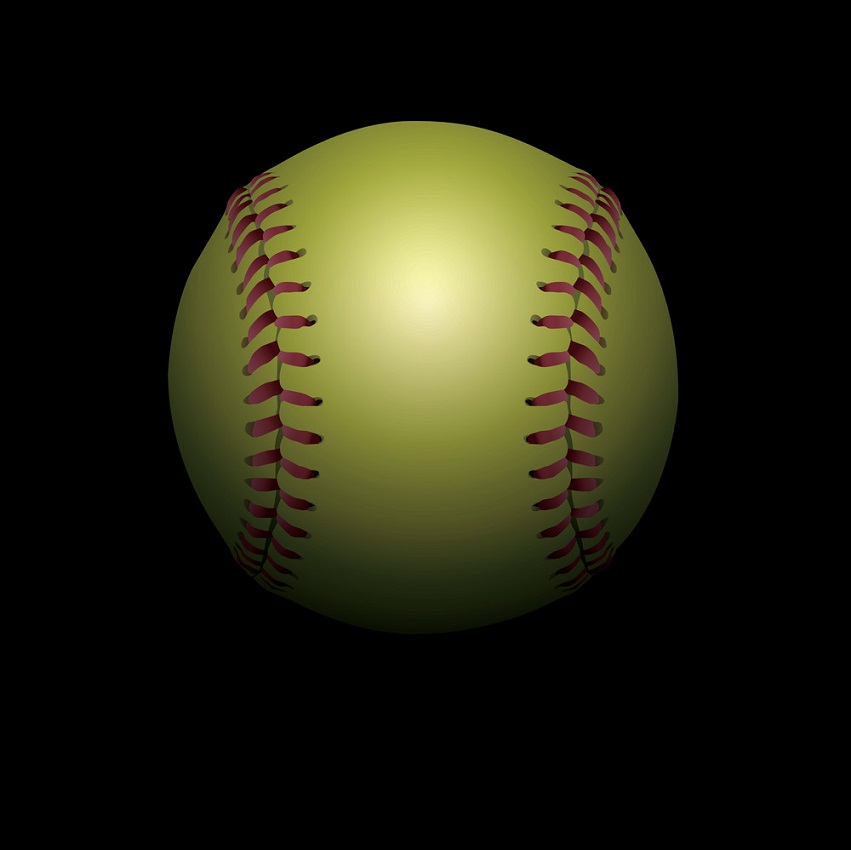softball ball on black background