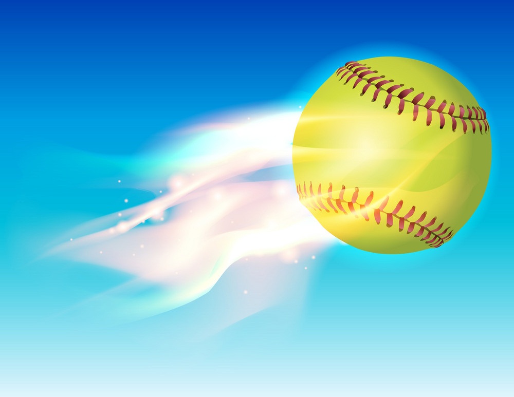 softball ball on fire in the sky