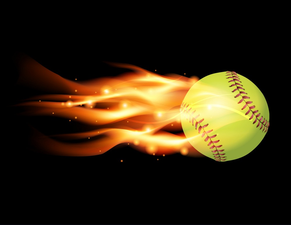 softball ball on fire