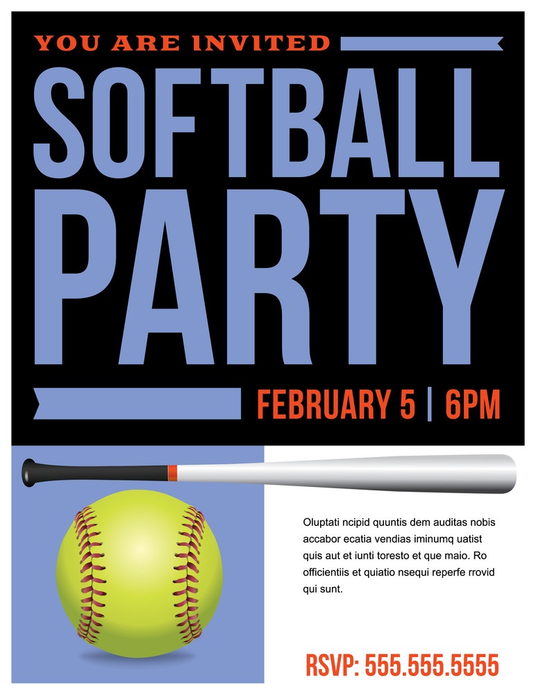 softball party flyer invitation