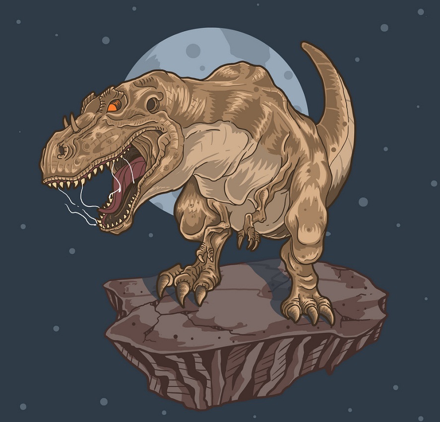 t-rex on a rock