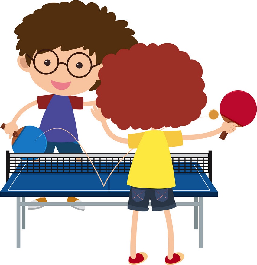 two boys playing pingpong