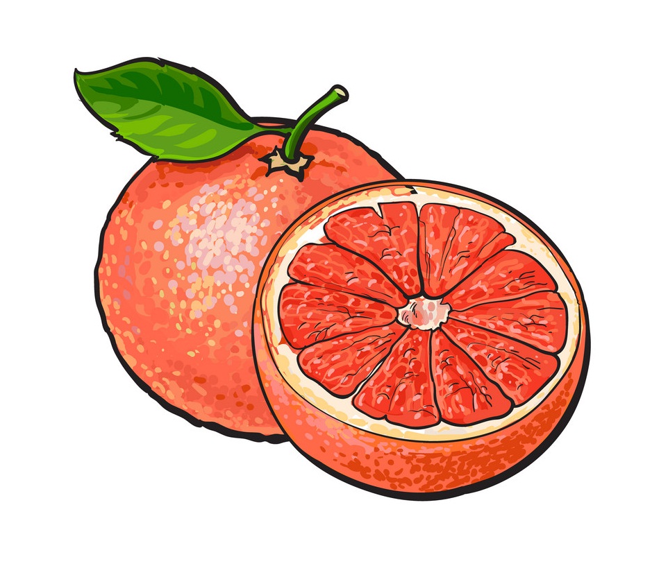 whole and half grapefruit