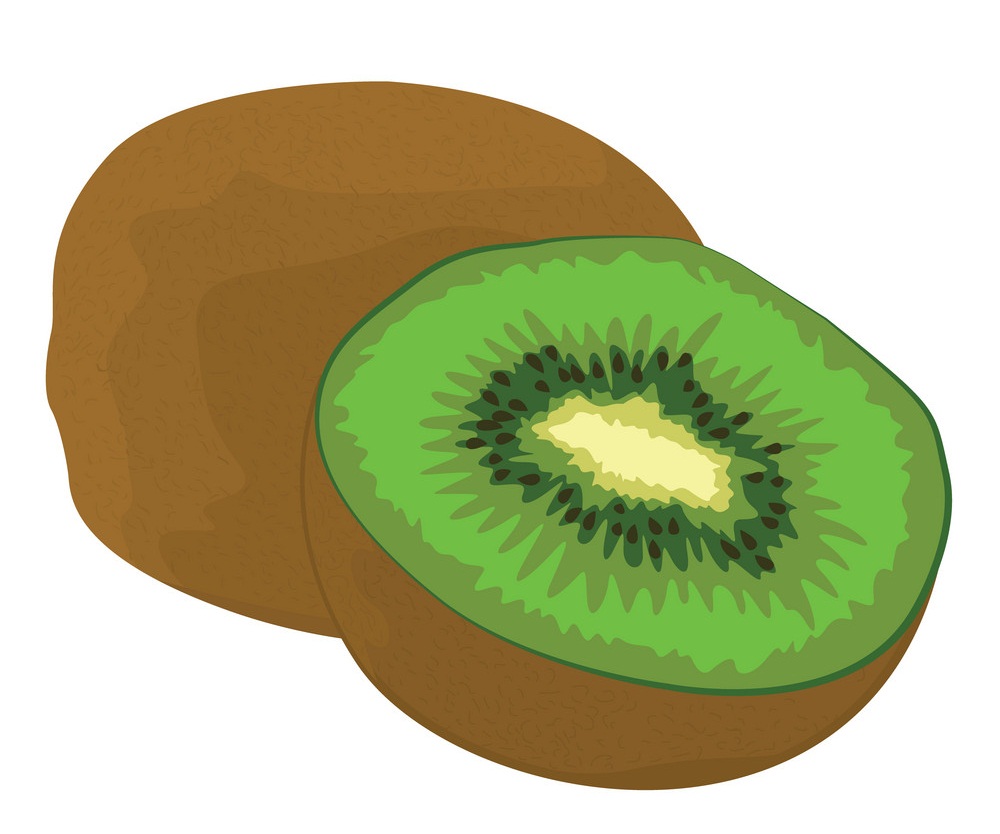whole and half kiwi fruit