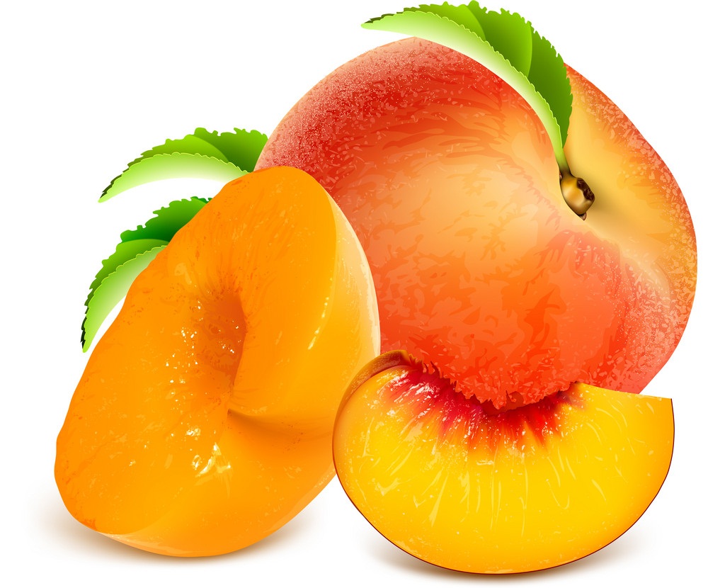 whole and half ripe peach