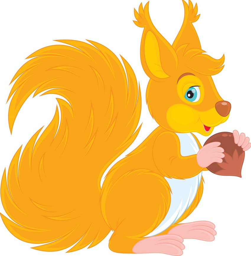 yellow squirrel with nut