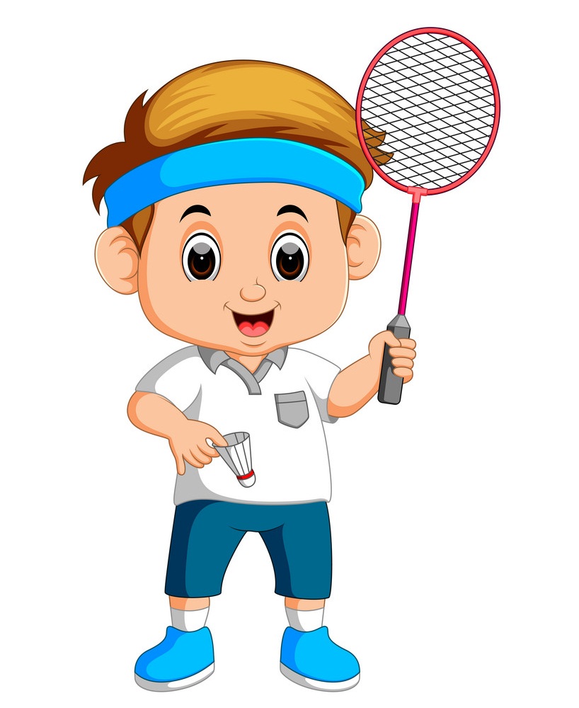 young boy playing badminton