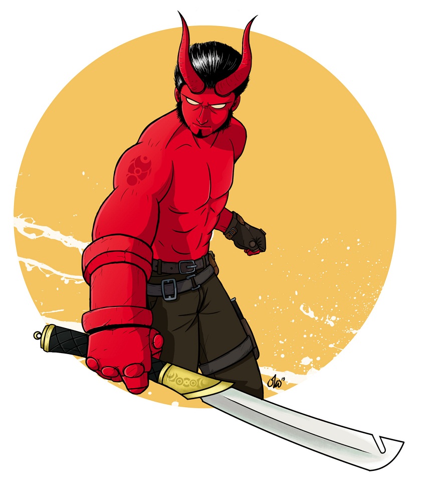 young hellboy with a sword